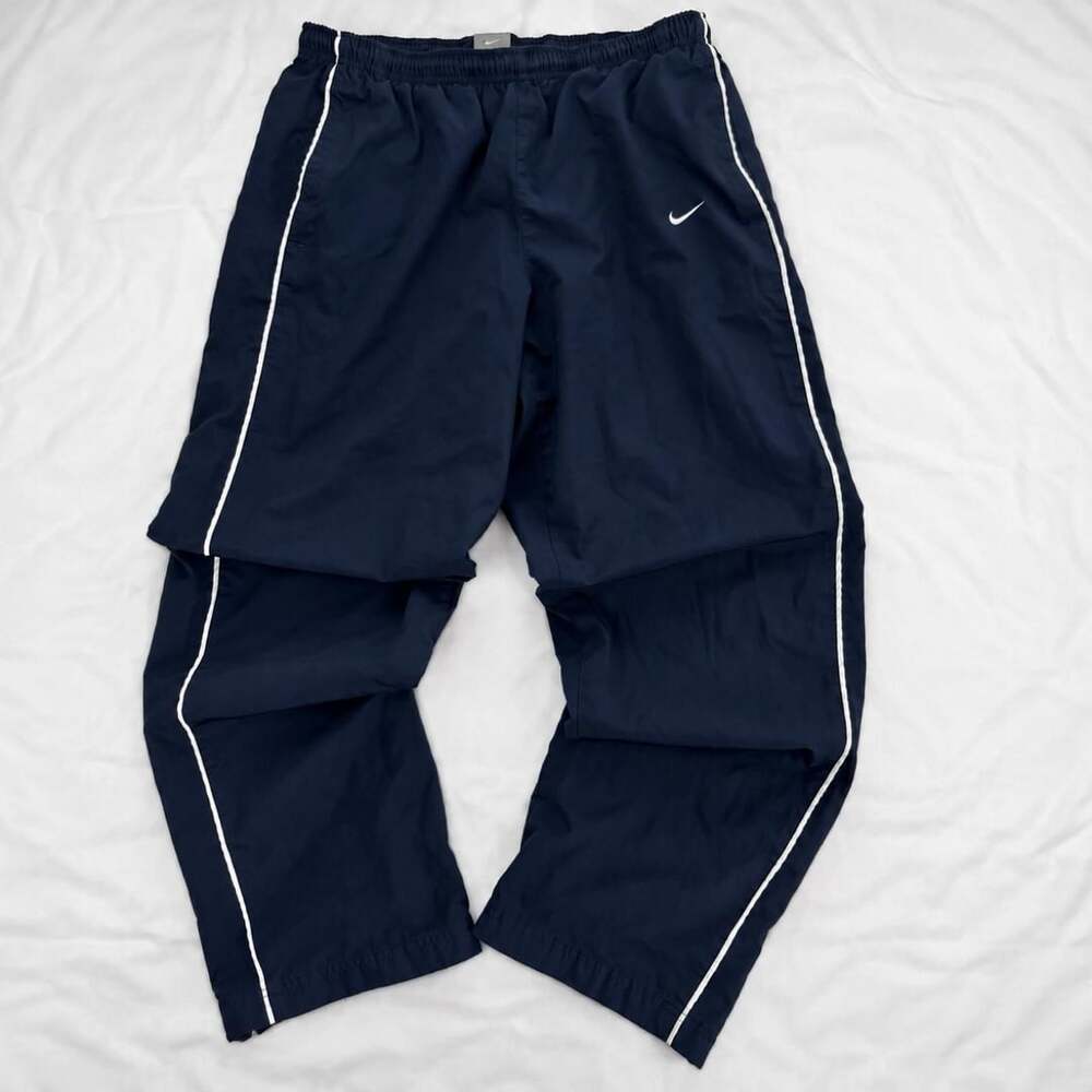 Vintage Nike Y2K Baggy Track Pants Navy Blue Medium
